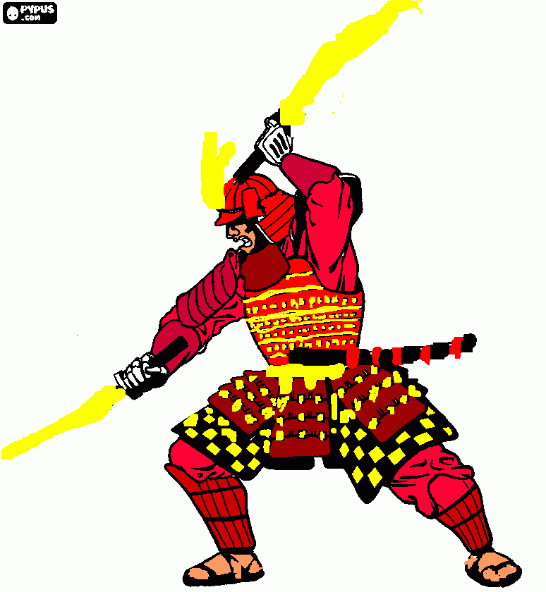 Omalovánka Samuraj s katanami světla