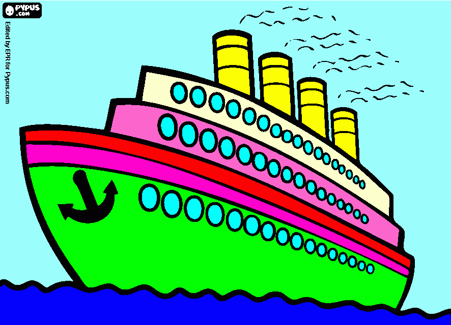 Omalovánka Velká loď přeplouvá oceán