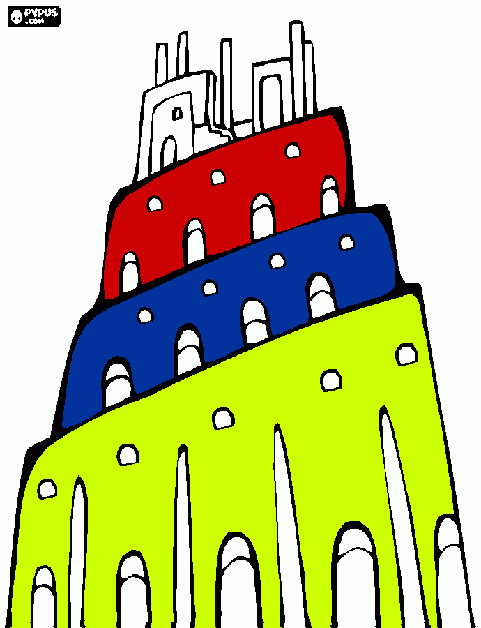 Omalovánka babylonská věž