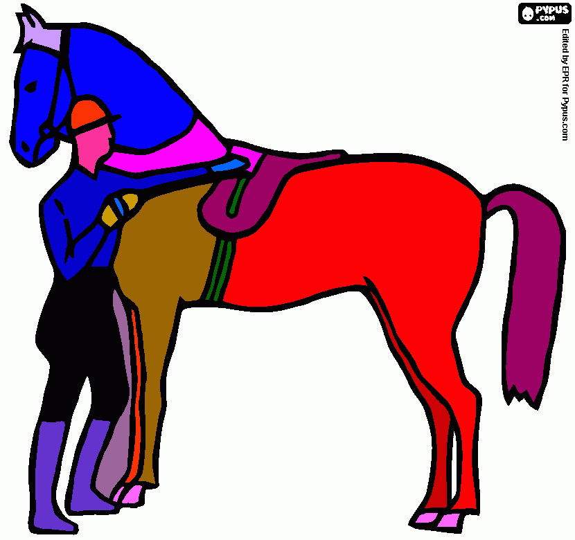 Omalovánka koník s jezdcem