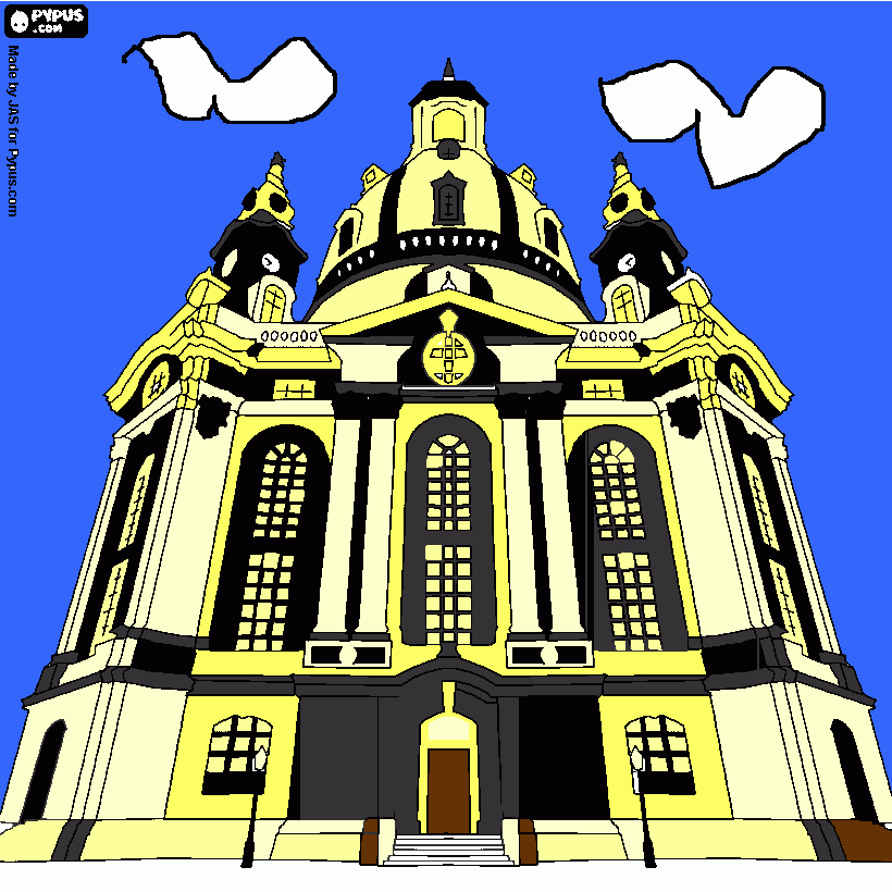 Omalovánka Kostel Frauenkirche v dráždanech