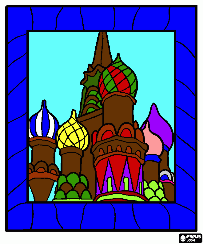 Omalovánka koupule sv basila v moskvě
