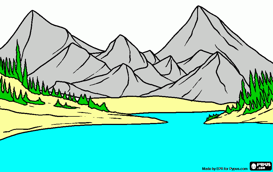 Omalovánka krajina, jezero a hory