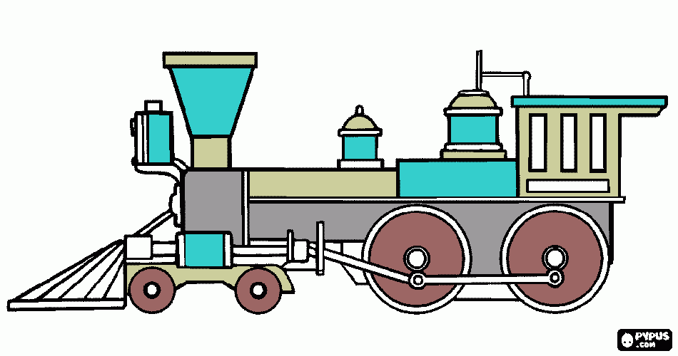 Omalovánka kresba parní lokomotivy
