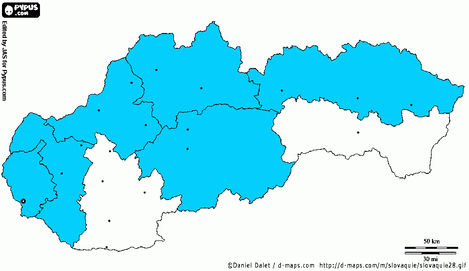 Omalovánka mapa Slovenska