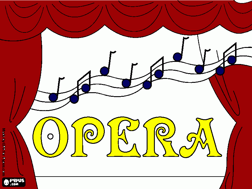 Omalovánka operní scéna s otevřenou oponou