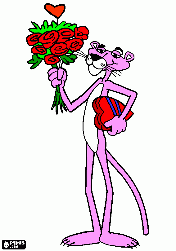 Omalovánka valentýn pinkpanter