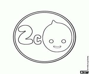 Omalovánka 2 centy, mince Pypus