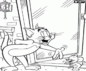 Omalovánka Tom a Jerry před dveře