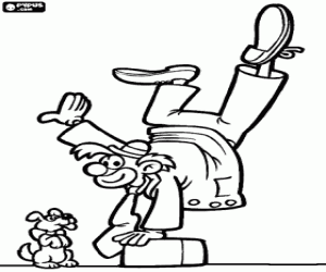 Omalovánka Akrobat klaun a štěně