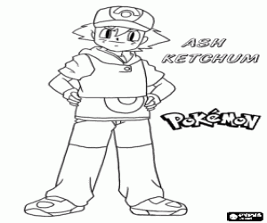 Omalovánka Ash Ketchum, hlavní postava Pokemon