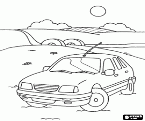 Omalovánka Auto v krajině