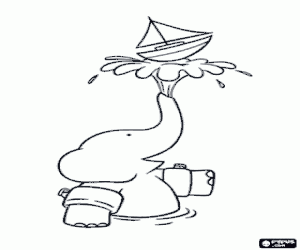 Omalovánka Babar slon a hračky loď