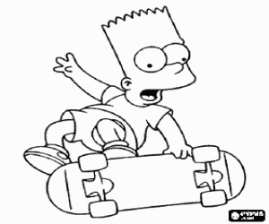 Omalovánka Bart Simpson a skateboardu