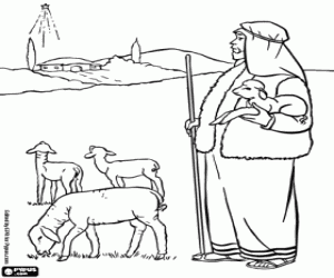 Omalovánka Betlémská hvězda a pastýř