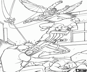 Omalovánka Black Widow a Falcon v akci