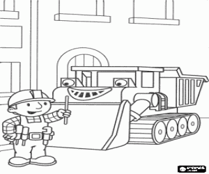 Omalovánka Bob a buldozer na ulici