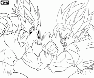 Omalovánka Boj mezi Goku a Vegeta