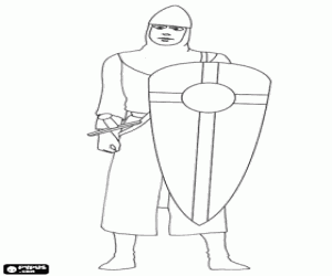 Omalovánka Bojovník s helmu a štít