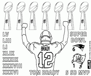 Omalovánka Tom Brady, sedmý Super Bowl