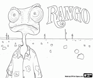 Omalovánka Chameleon Rango v poušti