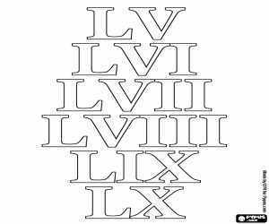 Omalovánka Chcete-li počítat od 55 do 60 jako Římané