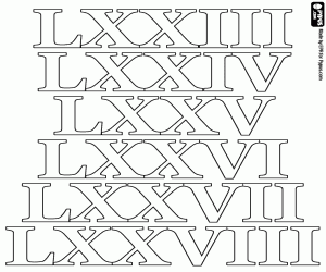 Omalovánka Chcete-li počítat od 73 do 78 jako Římané