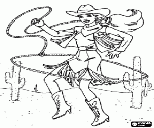 Omalovánka Cowgirl v poušti