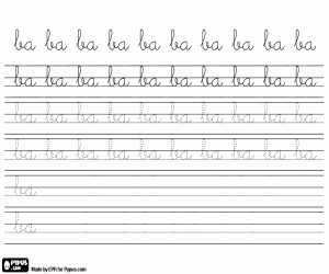 Omalovánka Cvičení kaligrafie s B