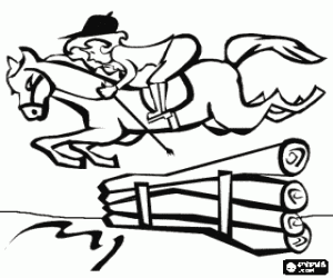 Omalovánka Cvičení přeskakovat na jezdectví