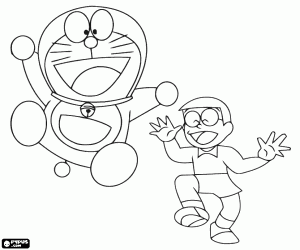 Omalovánka Doraemon a Nobita, protagonisté