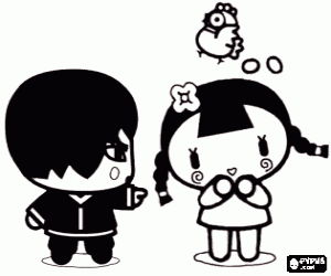 Omalovánka Dva přátelé, Pucca, Abyo a Ching