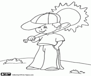 Omalovánka Dítě a baseballovou pálkou