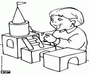 Omalovánka Dítě a stavební hra