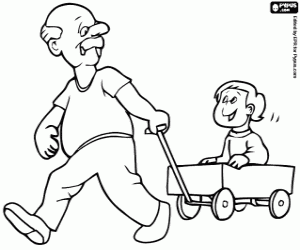 Omalovánka Dědeček hrál s jeho vnuk