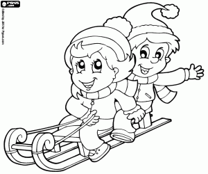 Omalovánka Děti baví na saních