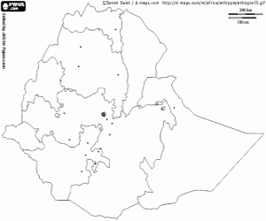 Omalovánka Etiopie mapa