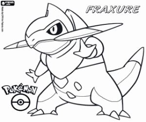 Omalovánka Fraxure, drak Pokemon
