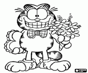 Omalovánka Garfield připraven na den svatého Valentýna