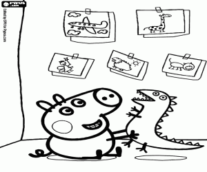 Omalovánka George a hračku dinosaura