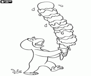 Omalovánka George opice s vynikající zmrzlinou