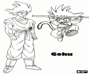 Omalovánka Goku, protagonista, chlapce a mladé muže