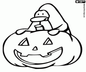 Omalovánka Halloween party z Club Penguin
