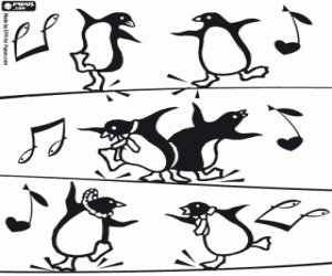 Omalovánka Happy Feet tanečníci tučňáci