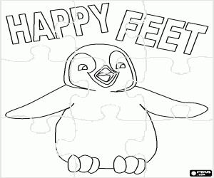 Omalovánka Happy Feet tučňák puzzle