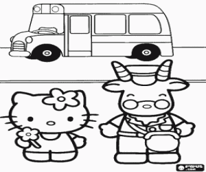 Omalovánka Hello Kitty a autobus