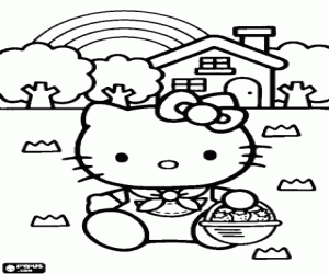 Omalovánka Hello Kitty a košík s jahody