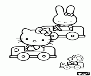Omalovánka Hello Kitty a přátelé v automobilech