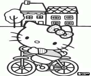 Omalovánka Hello Kitty na kole