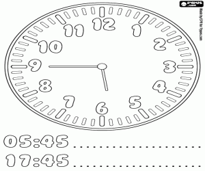 Omalovánka Hodiny ve tři čtvrtě na šest